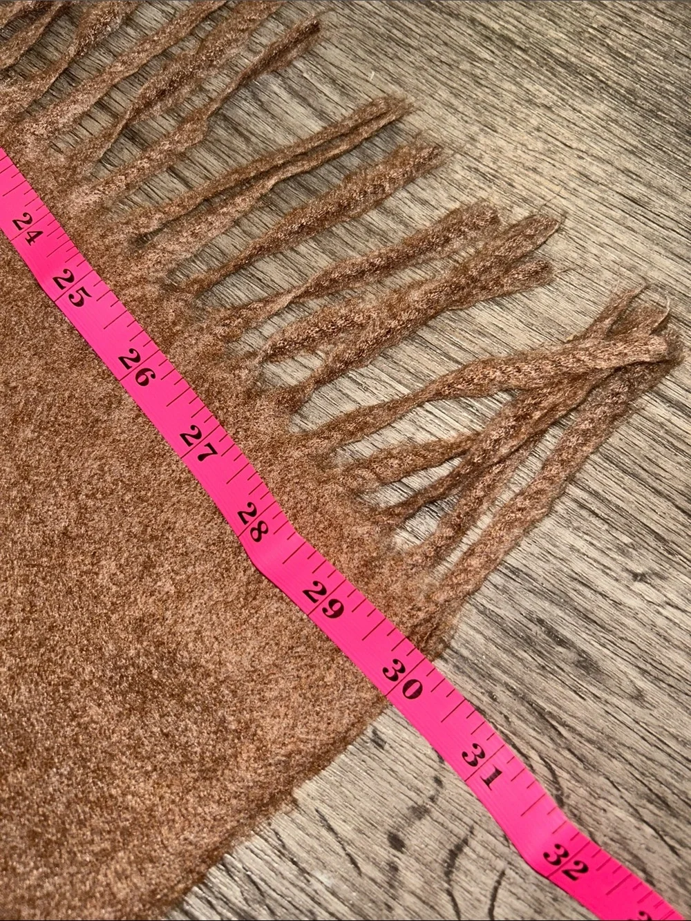 ArtWool Brushed Wool Blend Fringe Scarf Camel Brown 73”
